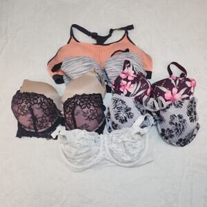 Used Bra Lot D DD 32 34 36 38 7 Pieces Victorias Secret Lace Nude Floral